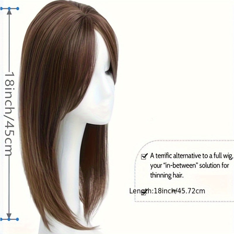 45.72cm Women'S Deep Wave Synthetic Hair Topper - Natural Look for Volume & Length, Easy-to-Style Hairpiece for Bald Spots, Adds Volume & Length, Perfect for Everyday Styling, Hair Volume Enhancer, Natural Look Hairpiece, Secure Fit Hairpiece