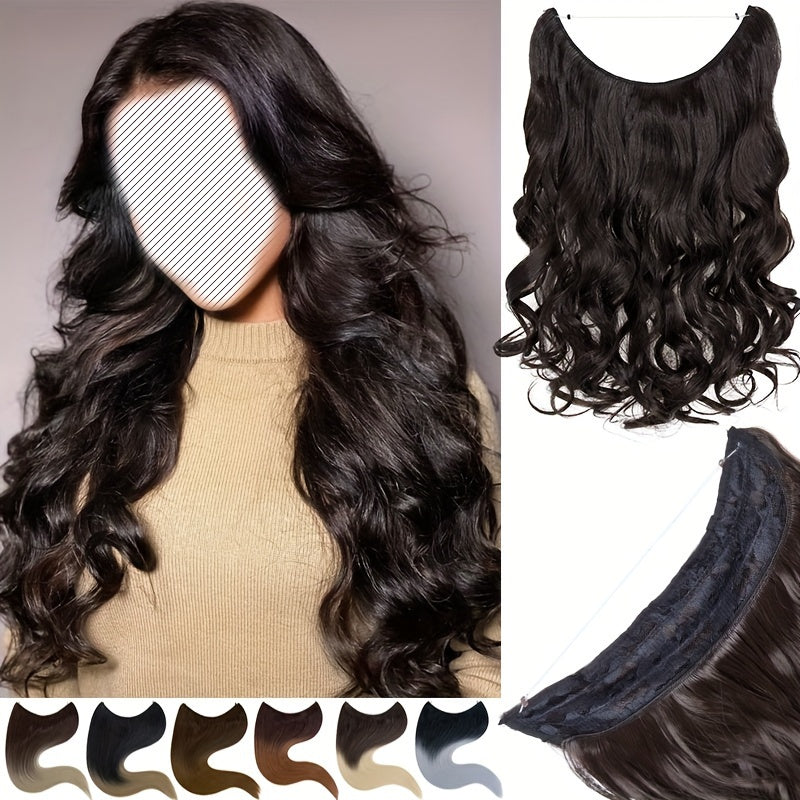 S-NOILITE Invisible Wire Hair Extensions - Adjustable Size, Breathable Lace Net, Synthetic Straight/Curly/Wavy Secret Headband for Women, Natural Look Highlighting Piece