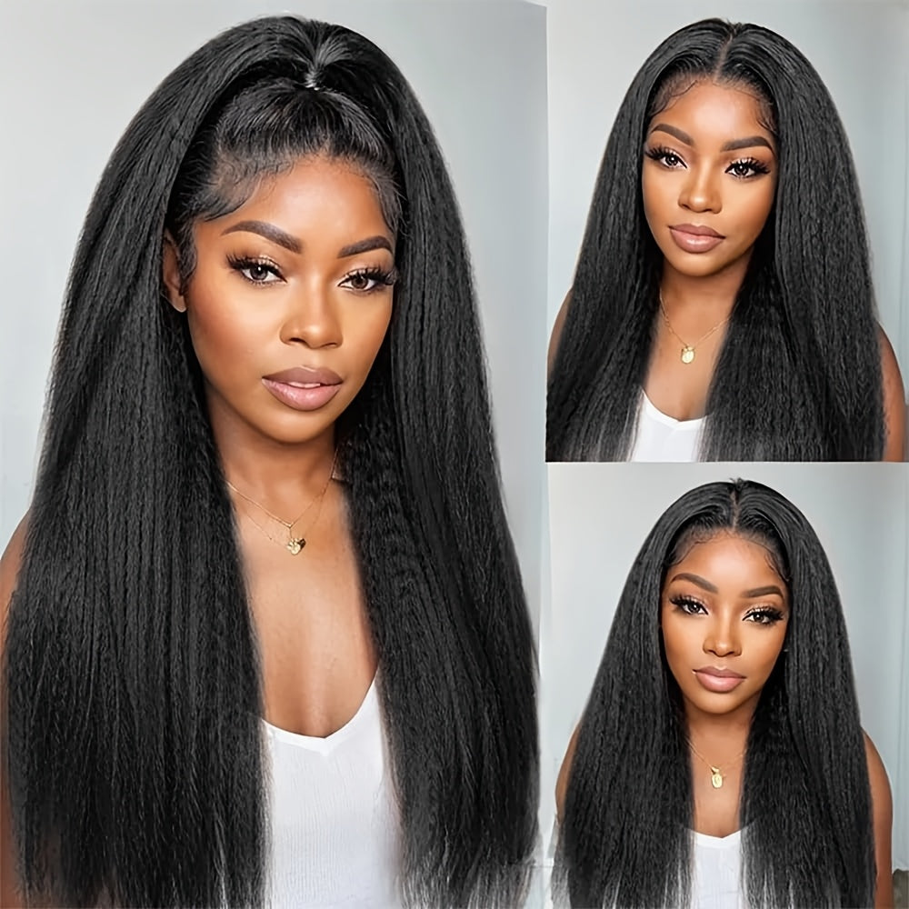 Yaki Straight Human Hair Bundles Kinky Straight Bundles Human Hair 16 18 20 Inch 3 Bundles 12A 100% Unprocessed Brazilian Kinkystraight Bundles Human Hair Natural Black