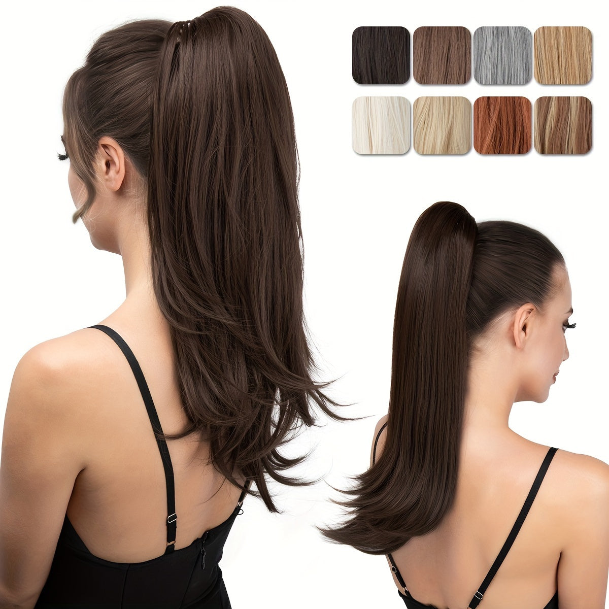 18-inch Elegant Clip-in Ponytail Extension Hairpiece - Versatile Multi-Style Synthetic Hair Accessory for Women - Easy to Wear, Natural Looking, and Long-Lasting Ponytail Solution