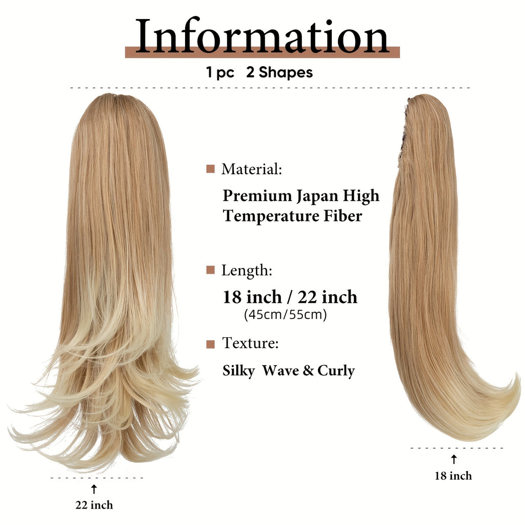 180° Rotating Claw Clip Ponytail Extension for Women - Easy-to-Wear Synthetic Curly Wave Hairpiece, Natural Look with High-Temperature Fiber, Versatile Styling for All Hair Types, Versatile Hairpiece | Curly Wave Design | Secure Fit Clip