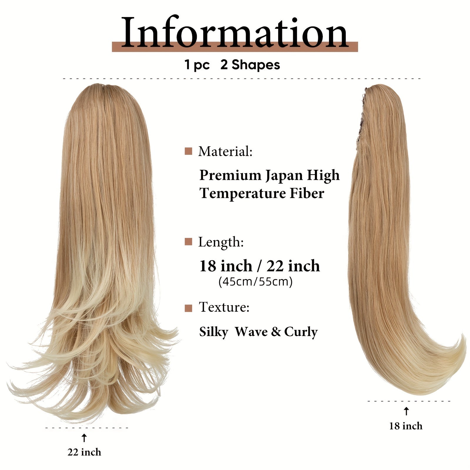 180° Rotating Claw Clip Ponytail Extension for Women - Easy-to-Wear Synthetic Curly Wave Hairpiece, Natural Look with High-Temperature Fiber, Versatile Styling for All Hair Types, Versatile Hairpiece | Curly Wave Design | Secure Fit Clip