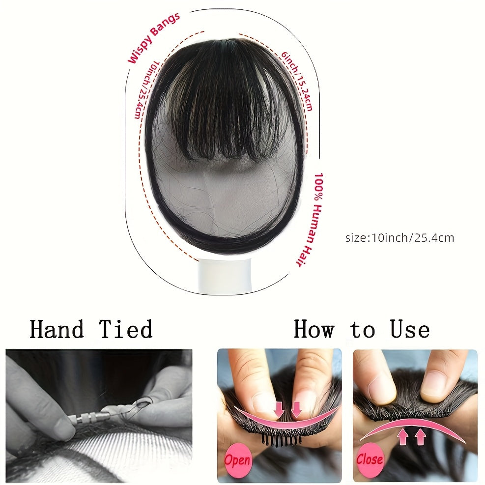 Clip-In Bangs - Invisible & Seamless Lightweight 100% Human Hair, Wispy Bangs with Sideburns, Natural Curved Hair Extensions for Women, Daily Wear & Stylish Look, Stylish Hair Accessory | Natural Hair Look | Lightweight Hairpiece, Hair Extensions