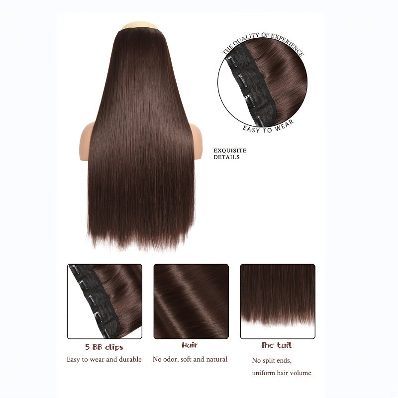 Natural Looking Long Straight Synthetic Hair Extensions - 1 pc Clip In Hair Pieces for Women Daily Use Hair Clips Hair Accessories Halloween Christmas