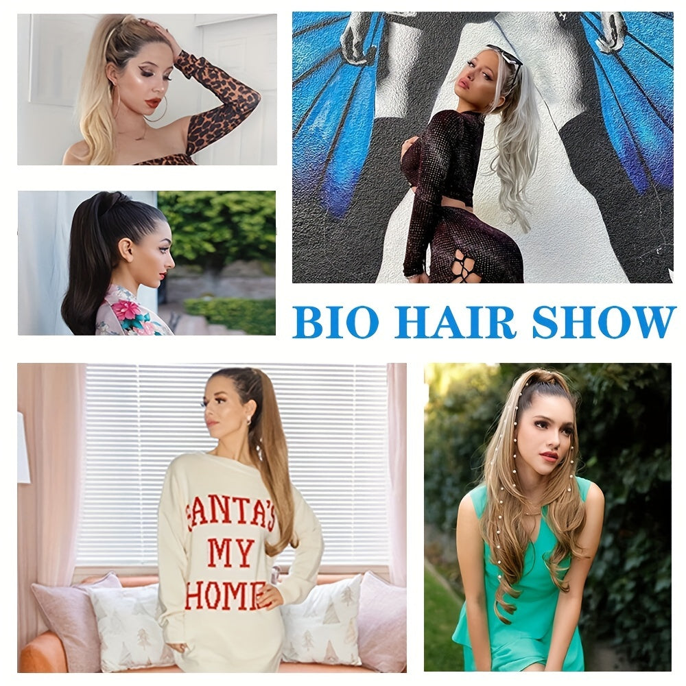 Ponytail Extension 81.28 cm Flexible Wrap Around Ponytail Hair Extensions Long Curly Pony Tails Hair Extensions Wavy Hair Ponytails Hairpieces for Women