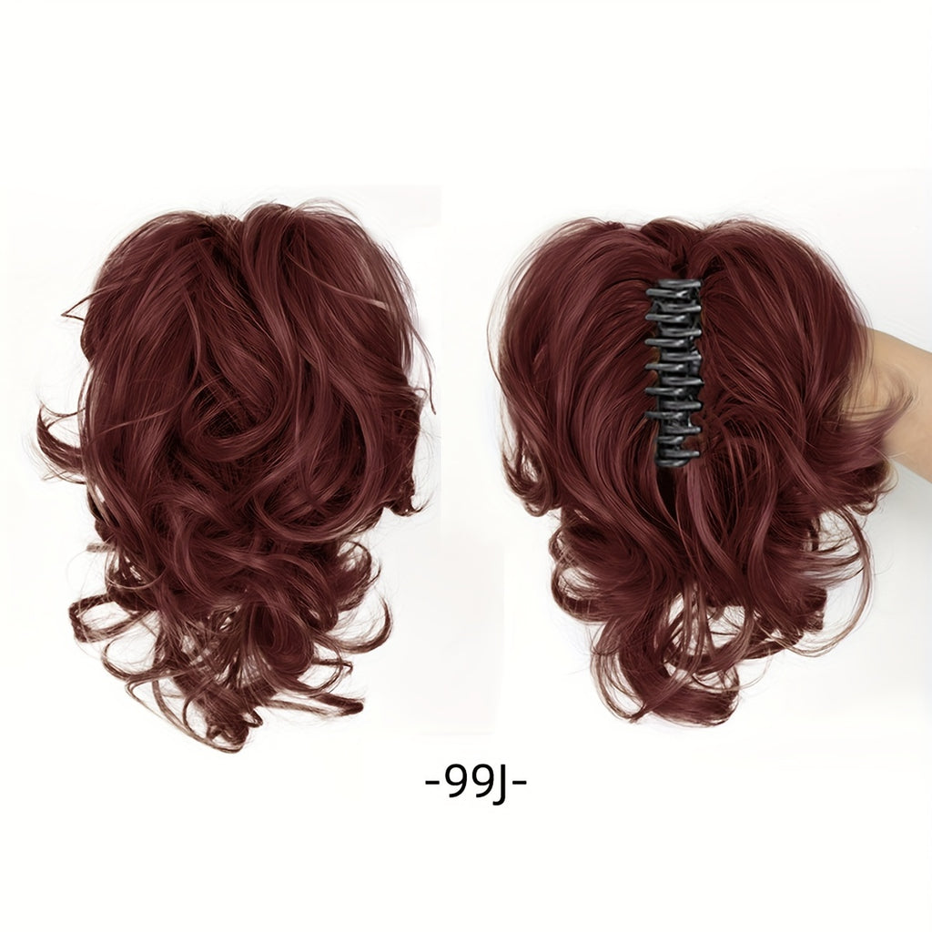 Elegant Curly Wave Ponytail Extension for Women, Fashionable Short Ponytail Clip-On Hairpiece with Volume and Texture