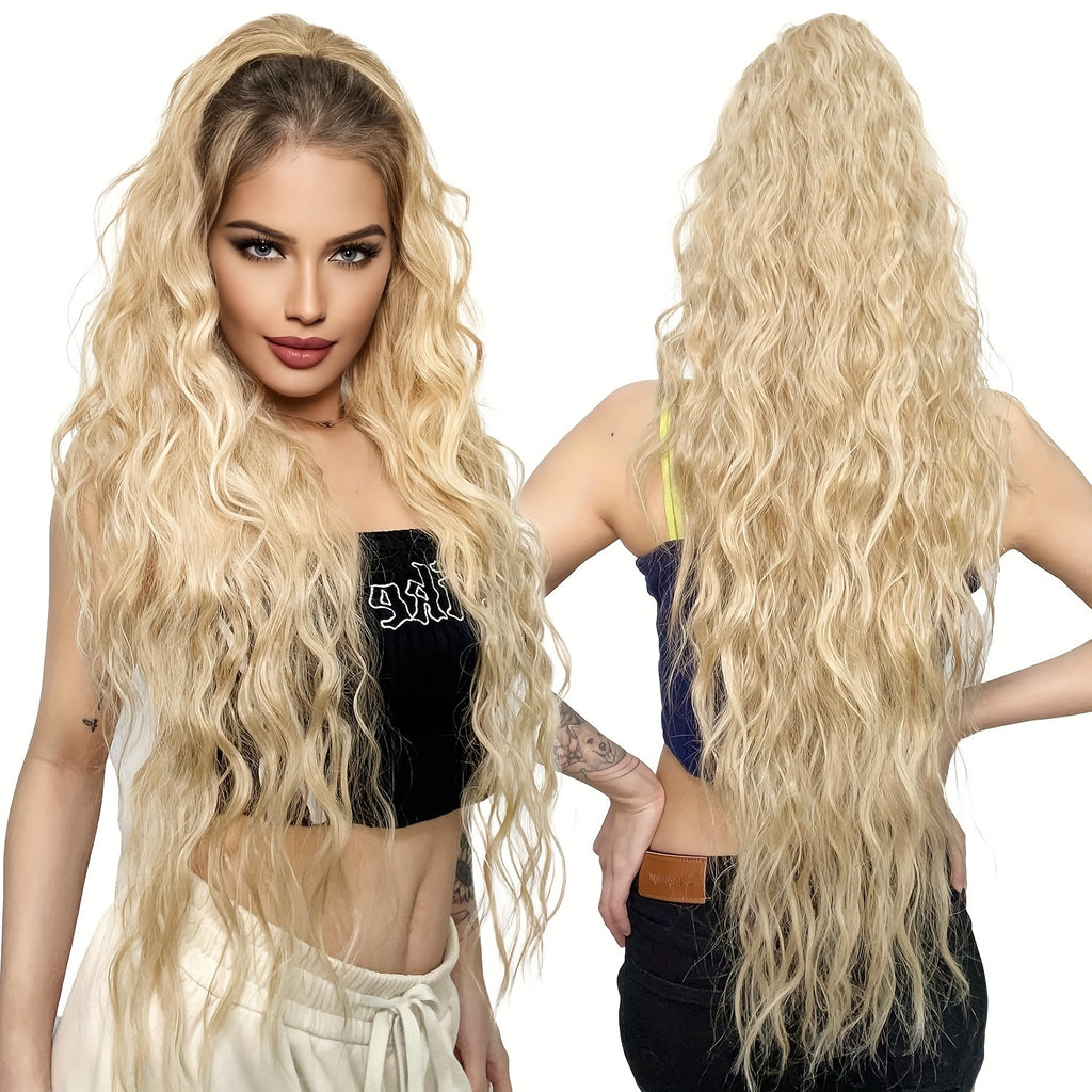 Ponytail Extension, 34" Long Wavy Drawstring Ponytail Extensions, Softer Lighter Synthetic Clip In Hair Extensions Hairpiece For Women Halloween Christmas
