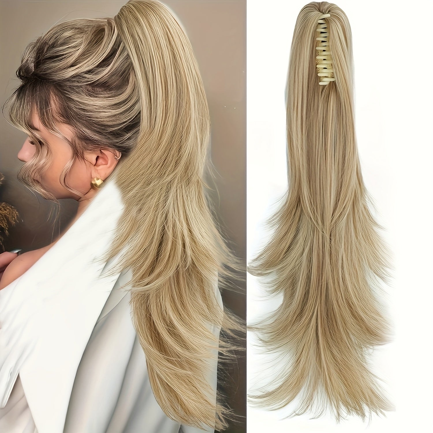 Women's High Temperature Fiber Ponytail Extension, Straight Hair Synthetic Clip-In Ponytail, Durable & Heat Resistant, for Daily Wear and Halloween, Versatile Hairpiece | Natural Look Extension | Heat Resistant Fiber, Ponytail Hair Extensions