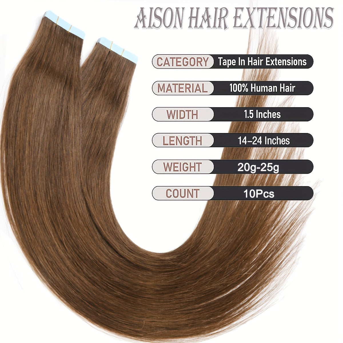 Tape In Hair Extensions Human Hair 100% Real Remy Human Hair Extensions Seamless Straight Hair Extensions Real Human Hair Tape In Extensions 30.48-60.96 cm 10 Pieces 25g/Set