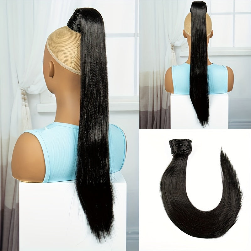 Elegant Straight Ponytail Hair Extension for Women, Synthetic Clip-In Tail Hairpiece, Versatile Accessory for All - Fashion Fiber Chic Ponytail Extension