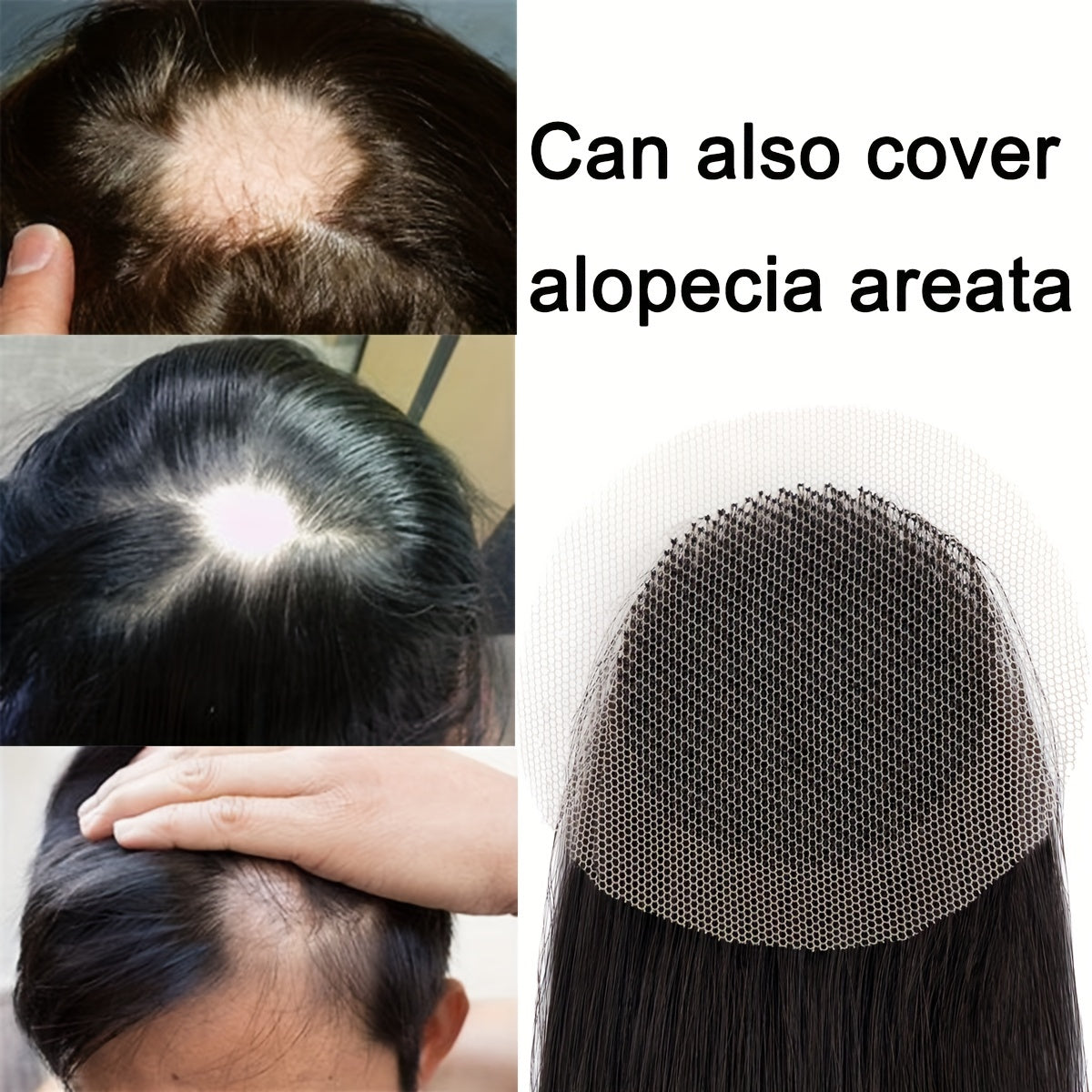 100% Human Hair Lace Front Extensions - Invisible & Natural Look, Straight Hair Pieces for Alopecia Areata Coverage, Unisex Adult, Suitable for All Hair Types, Hair Replacement Relax | Elegant Straight Hair | Realistic Hair Look