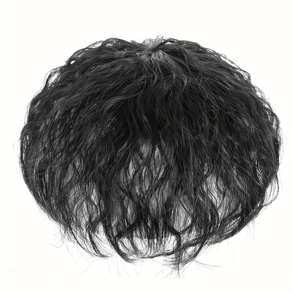 Chic Water Wave Clip-In Hair Extensions with Bangs for Women - Black & Brown, Adds Volume & Covers White Hair, Perfect for Everyday Use