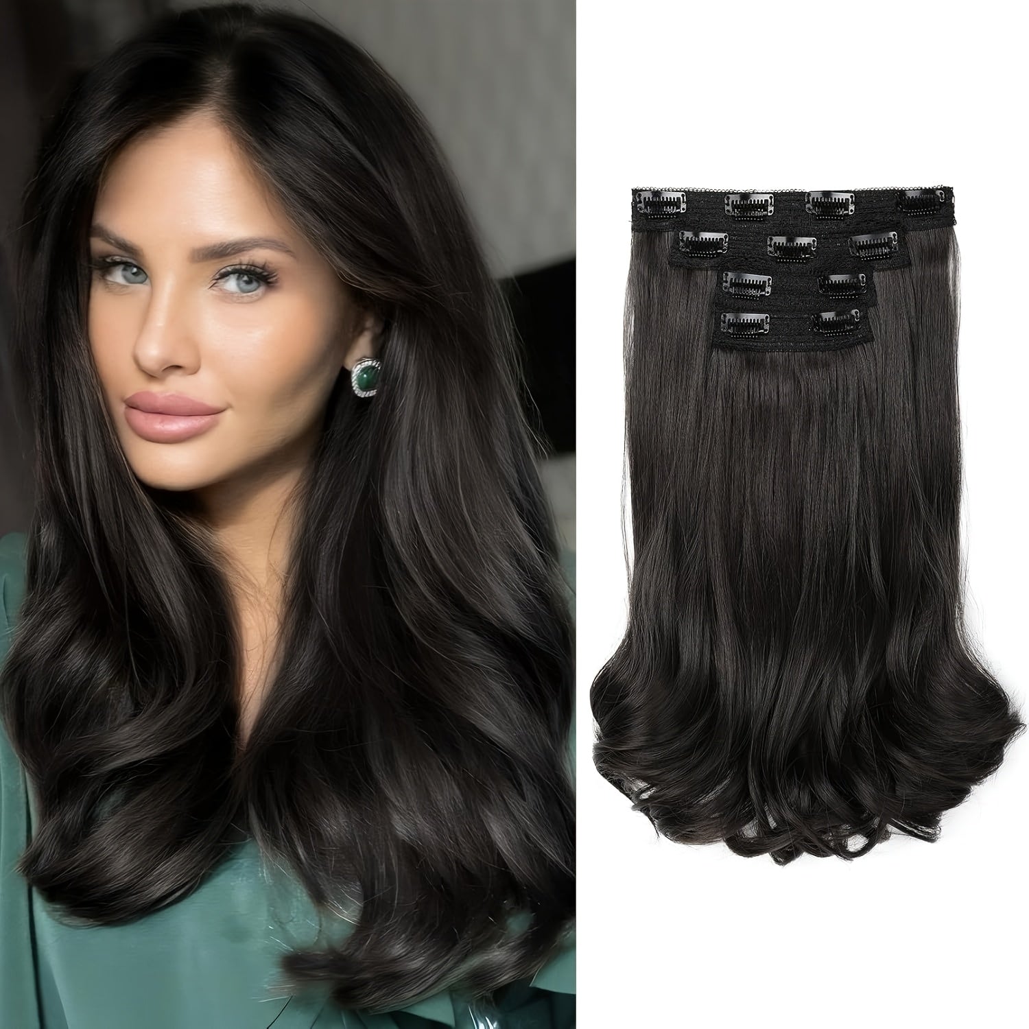 [Wavy Hair Extensions] 4pcs NAYOO Clip-In Short Beach Wavy Hair Extensions | Invisible Lace Weft, Natural Soft Hairpieces for Women, 14" Heat-Resistant Synthetic Hair, Easy Apply & Style for Everyday & Special Occasions