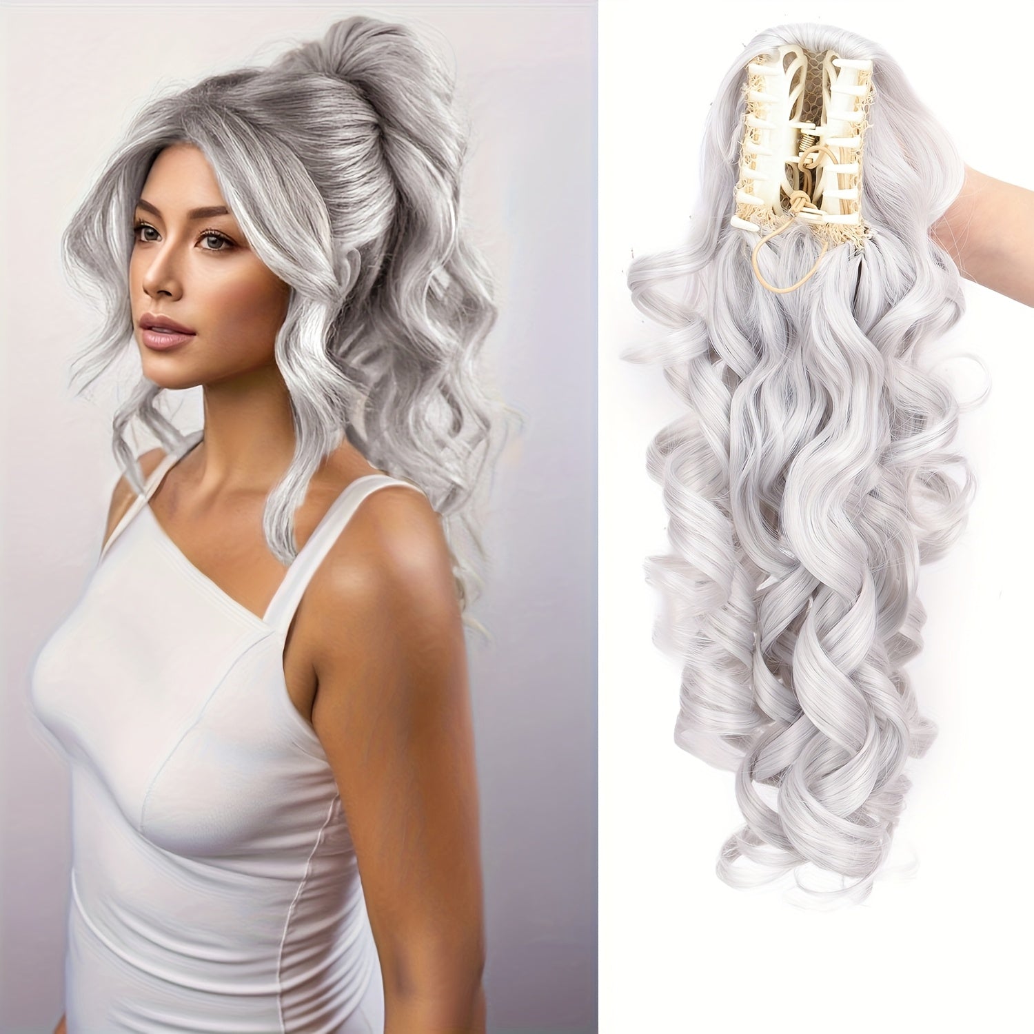 Vintage Ponytail Wig - Stylish Synthetic Heat-Resistant Hairpiece for Casual Attire, Perfect for Halloween and Christmas Celebrations