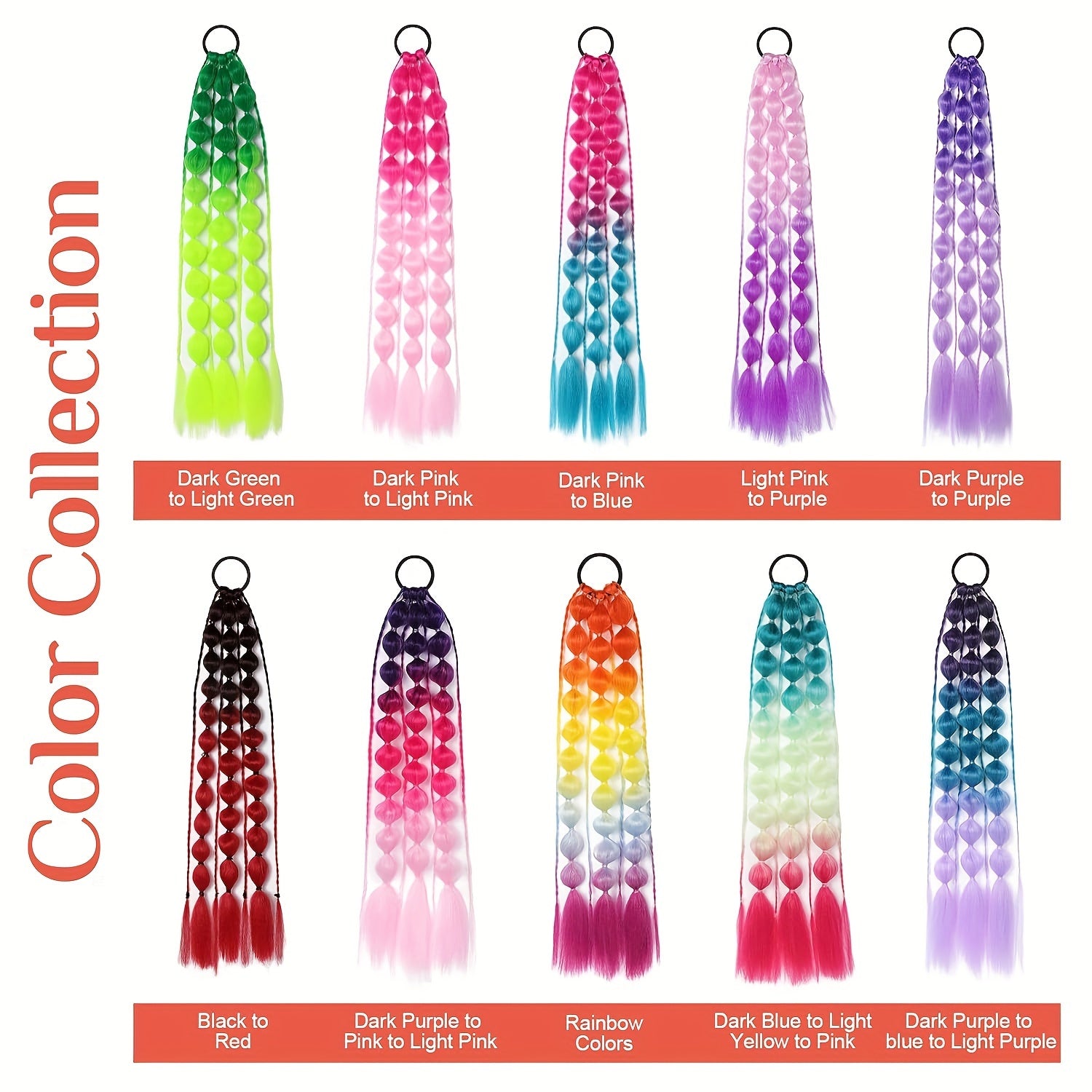 Behufun Women's Yaki Straight Bubble Ponytail Extensions - 2 Pack, 50.8cm Lightweight Hair Extensions with Tie, Ombre Synthetic Ponytails for All Ages, Rave and Festival Hair Accessories