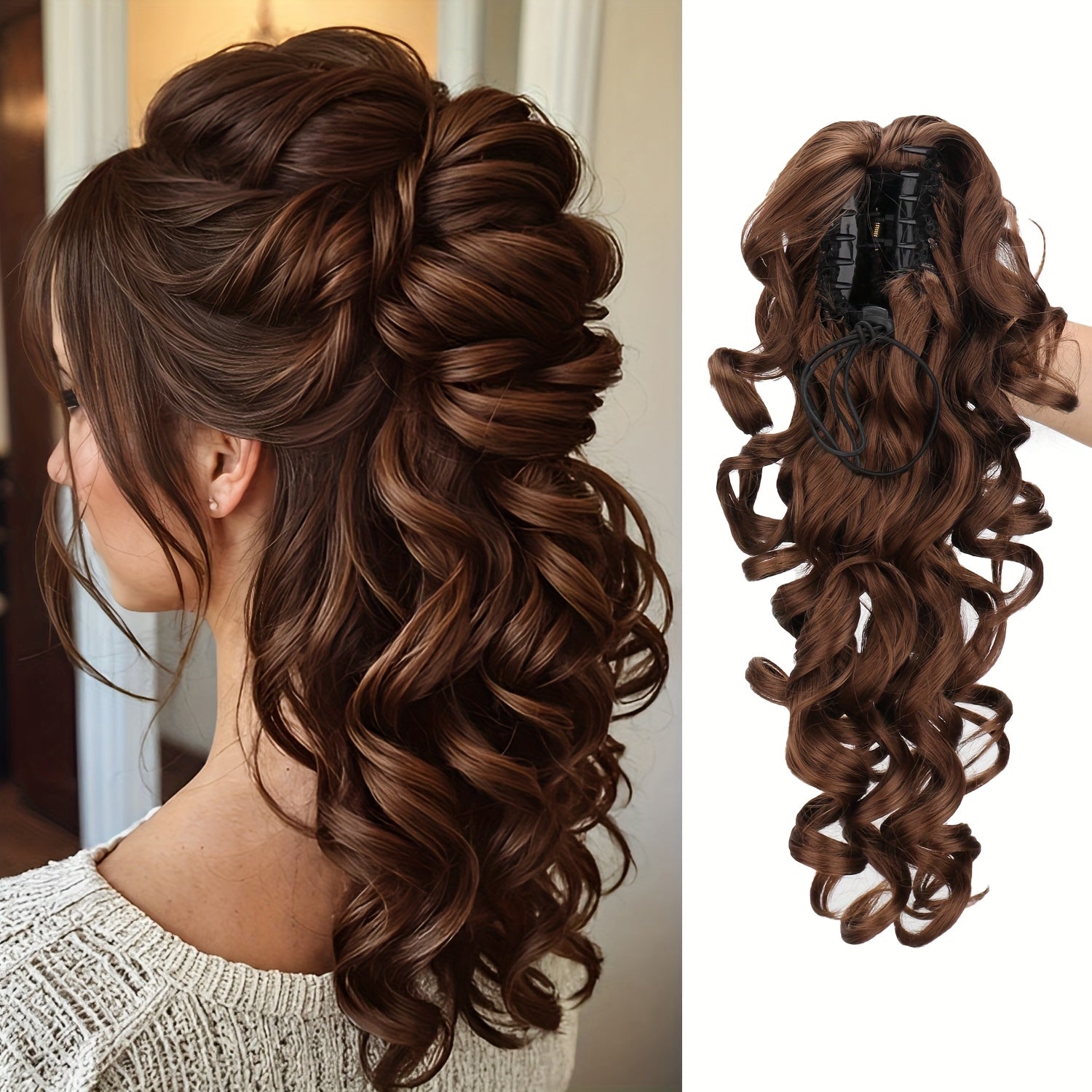 Vintage Ponytail Wig - Stylish Synthetic Heat-Resistant Hairpiece for Casual Attire, Perfect for Halloween and Christmas Celebrations