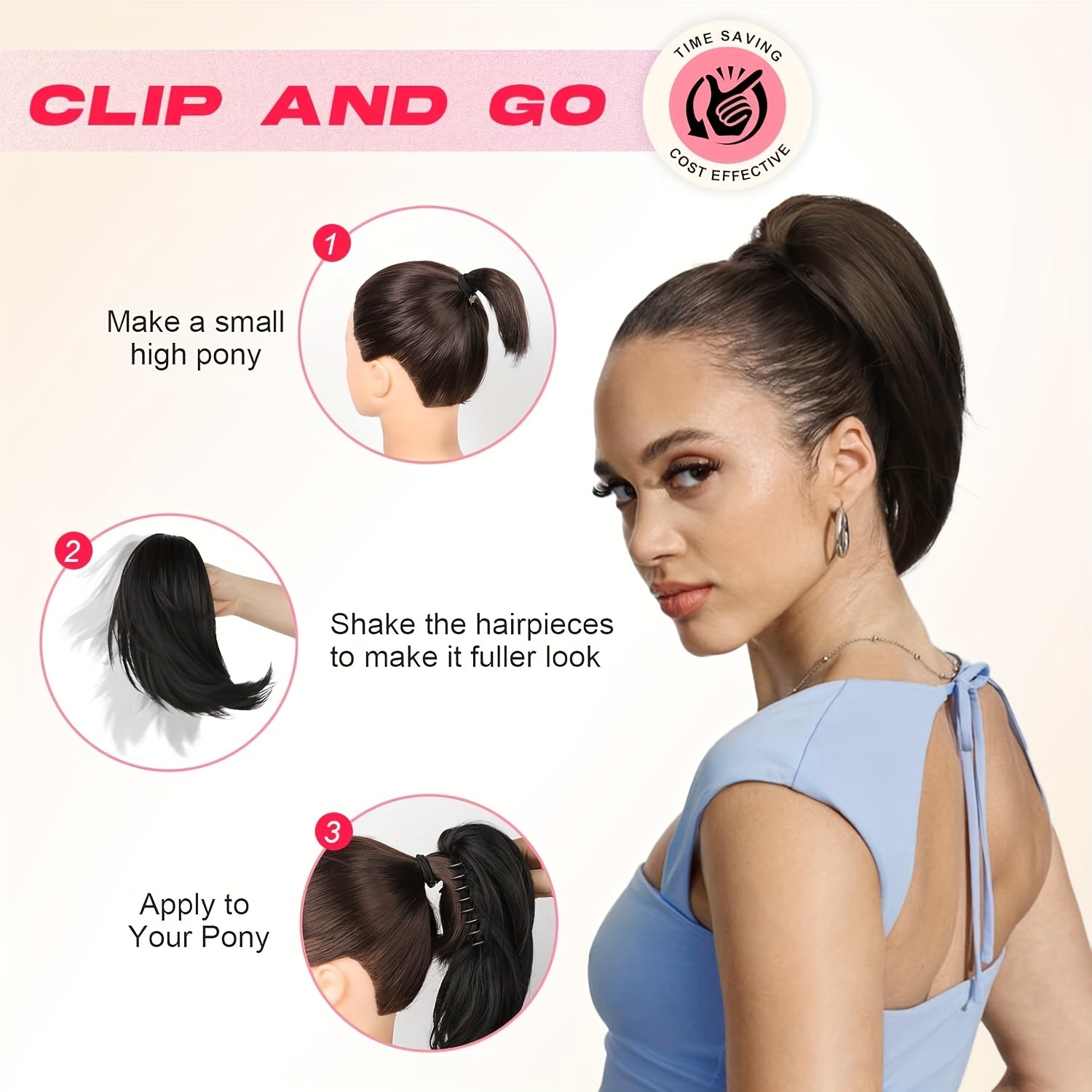 10-Inch Claw Clip Ponytail Extension, Soft Synthetic Natural Look in Blonde - High-Temperature Fiber, Women'S Fashion Highlighted Curly Wave Ponytai