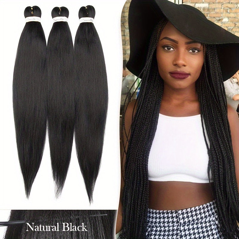 3 Bundles, Soft Synthetic Fiber EZ Braid Professional Pre-Stretched Braiding Hair Extensions, Yaki Texture, Long Lasting Freshness, No Shedding, Unisex-Adult, Crochet For Bohemian Braids Goddess Faux Locs Water Wave Passion Twist Fluffy Natural Ombre