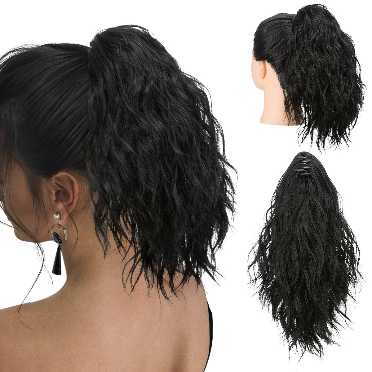 14inch Curly Wavy Fluffy Synthetic Ponytail Hairpieces - Add Volume, Style, and Elegance to Your Hair with Easy Clip-In Design - Perfect for Caucasian Women Seeking a Long, Luscious Look