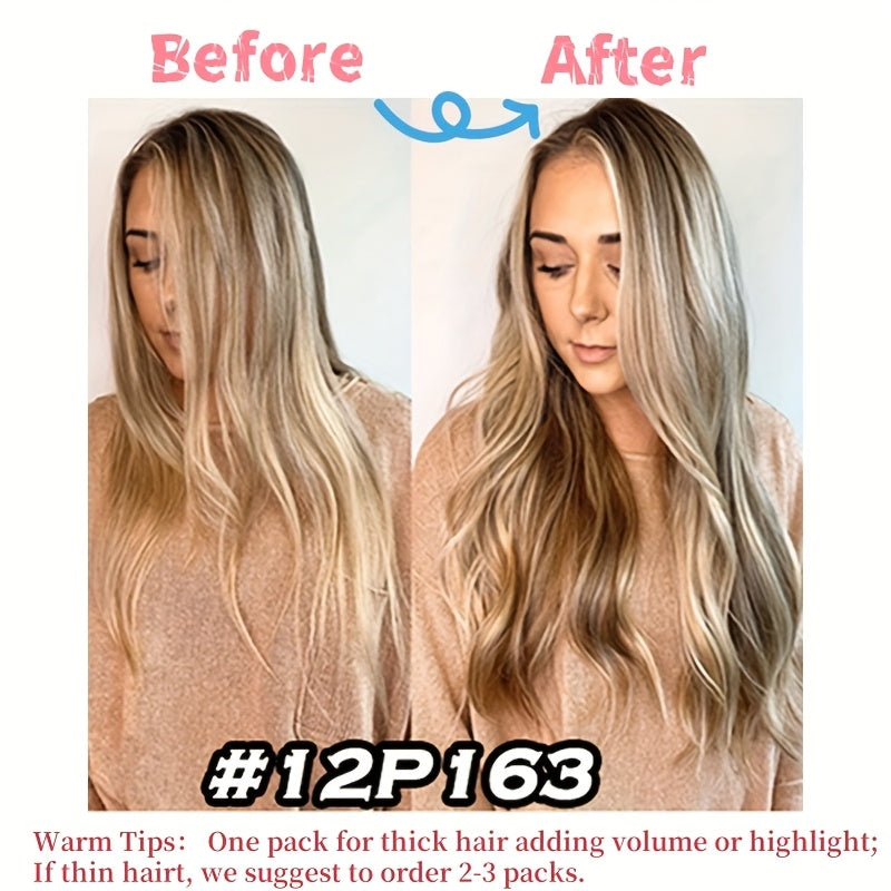 [Soft Human Hair Extensions] 8pcs 18 Clips Clip In Hair Extensions | 16-24 Inch Soft & Natural Straight Human Hairpieces for Women - Adding Volume & Beauty