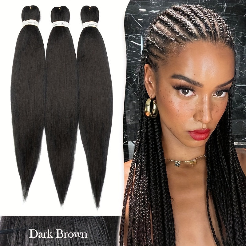 3 Bundles, Soft Synthetic Fiber EZ Braid Professional Pre-Stretched Braiding Hair Extensions, Yaki Texture, Long Lasting Freshness, No Shedding, Unisex-Adult, Crochet For Bohemian Braids Goddess Faux Locs Water Wave Passion Twist Fluffy Natural Ombre