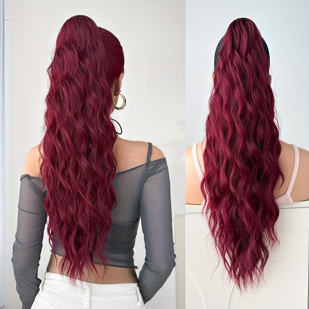 [Heat-Resistant] 26-Inch Long Wavy Ponytail Extension | Made from Heat-Resistant Synthetic Fibers | Perfect for Daily Use by Women