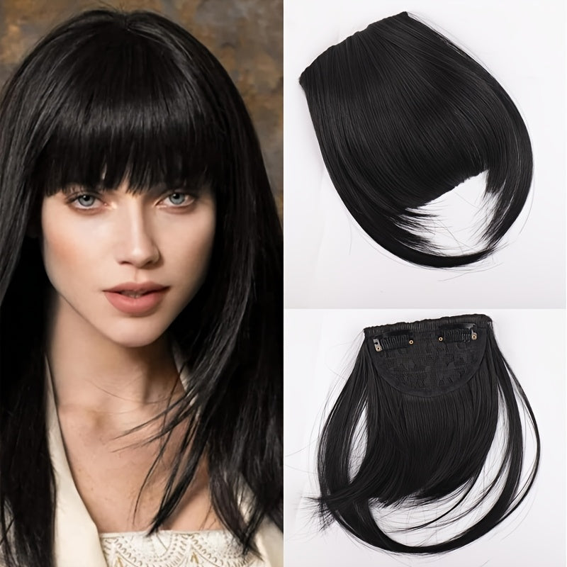 1pc Elegant Straight Synthetic Hair Extensions, Air Anime Bangs for Women, High Temperature Fiber, Invisible Clip, Natural Look, Durable Fake Hair Fringe