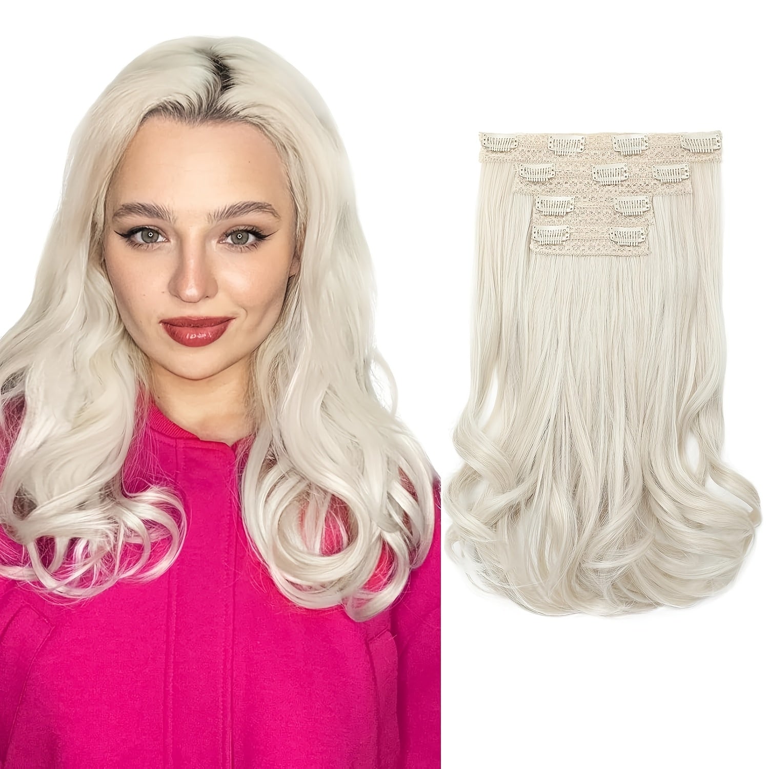 [Wavy Hair Extensions] 4pcs NAYOO Clip-In Short Beach Wavy Hair Extensions | Invisible Lace Weft, Natural Soft Hairpieces for Women, 14" Heat-Resistant Synthetic Hair, Easy Apply & Style for Everyday & Special Occasions