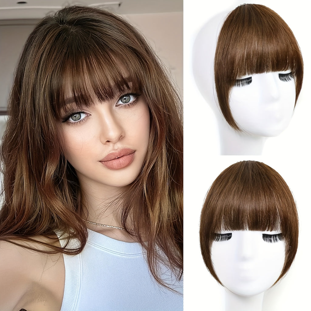 Elegant French-Style Clip-In Bangs with Sideburns, 100% Human Hair, Lightweight & Seamless for Women - Perfect for Daily Wear & Easy Styling, Bangs Clip, Human Hair