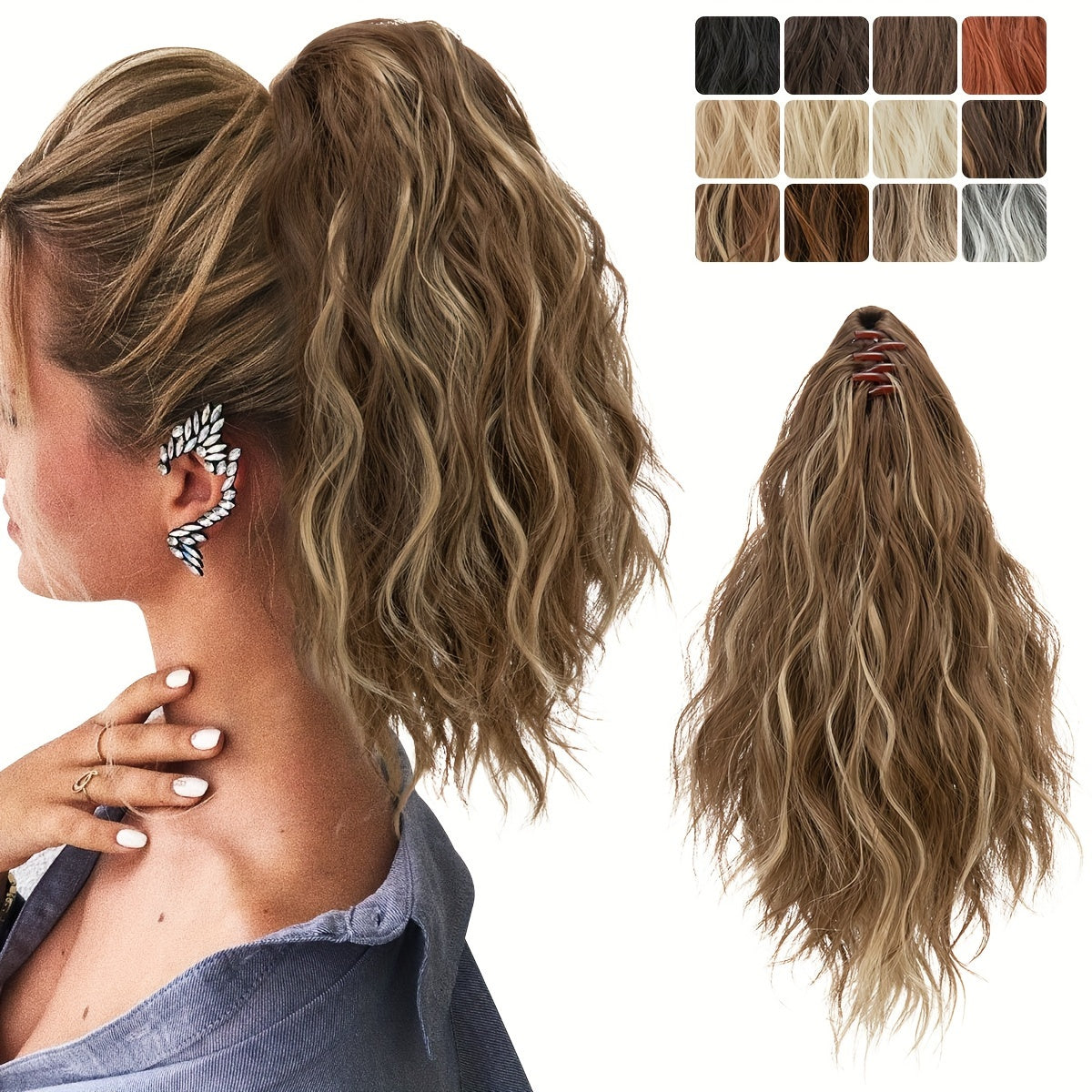 Claw Clip In Ponytail Extensions For Women Synthetic Long Wavy Fluffy Ponytail Hairpieces 14inch Hair Accessories Add Volume And Style To Your Hair