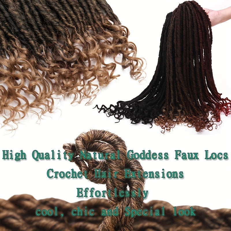 3Packs Goddess Box Braids Crochet Hair, 50.8 cm 40.64 cm Solid Ombre Boho Crochet Twist Braids Faux Locs With Curly Ends Dreadlocks 24 Strands/ Bulks For Black Women, Bohomian Box Braids Crochet Butterfly Locks Hair Extensions Soft Re-Looped