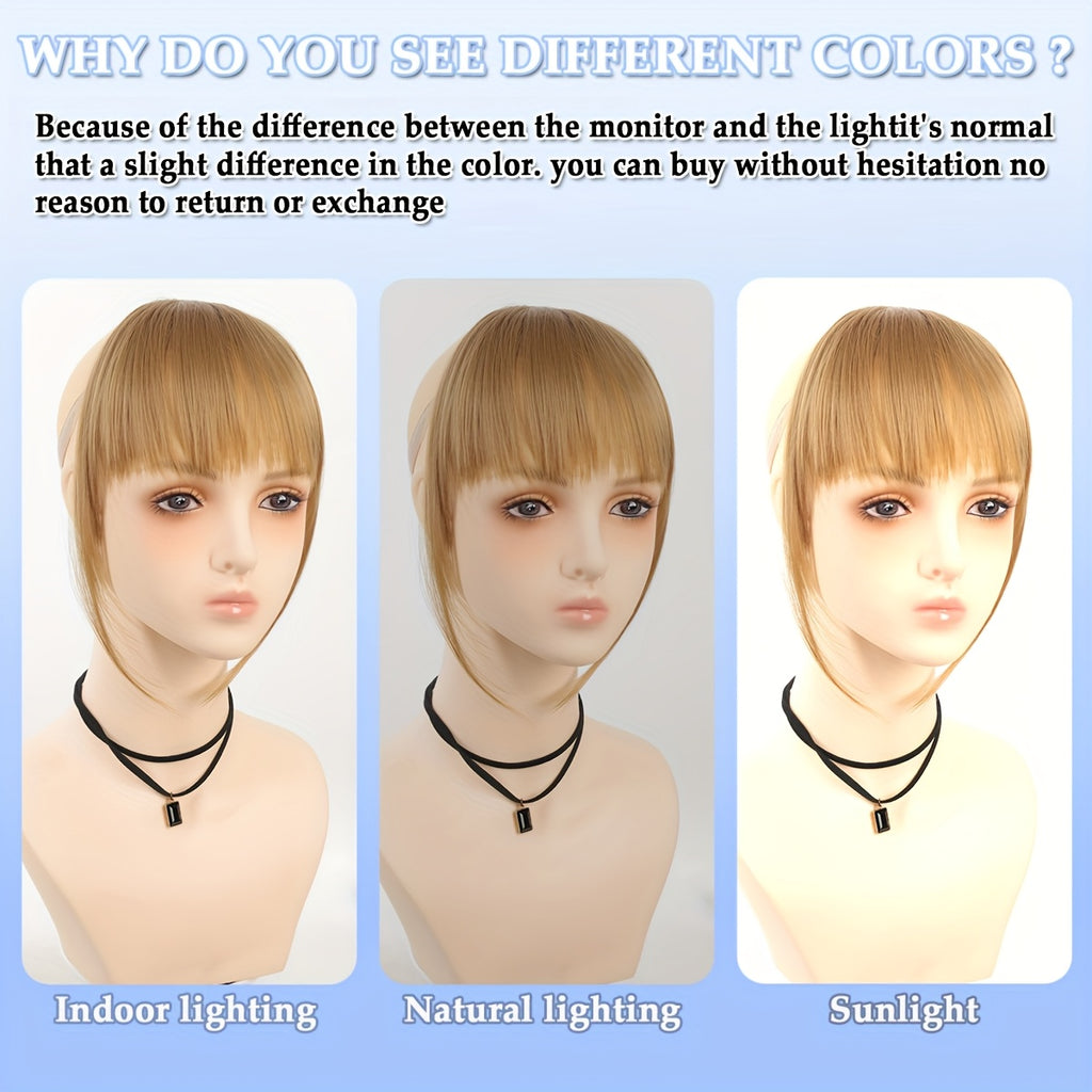 Synthetic Manga Air Bangs with BB Clip - Straight Hairpiece for Women, Easy Clip-In Temporary Hairstyle for All Occasions, Kawaii Hair Clips, Quick Hair Transformation, Sleek Hair Accessory, Secure Attachment, Daily Wear Accessory