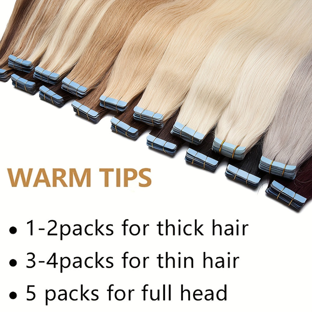 25g/pack 10pcs Tape In Hair Extensions Human Hair Real Human Hair Tape In Extensions Straight Skin Weft100% Remy Seamless Human Hair Extensions For Women 30.48-60.96 cm