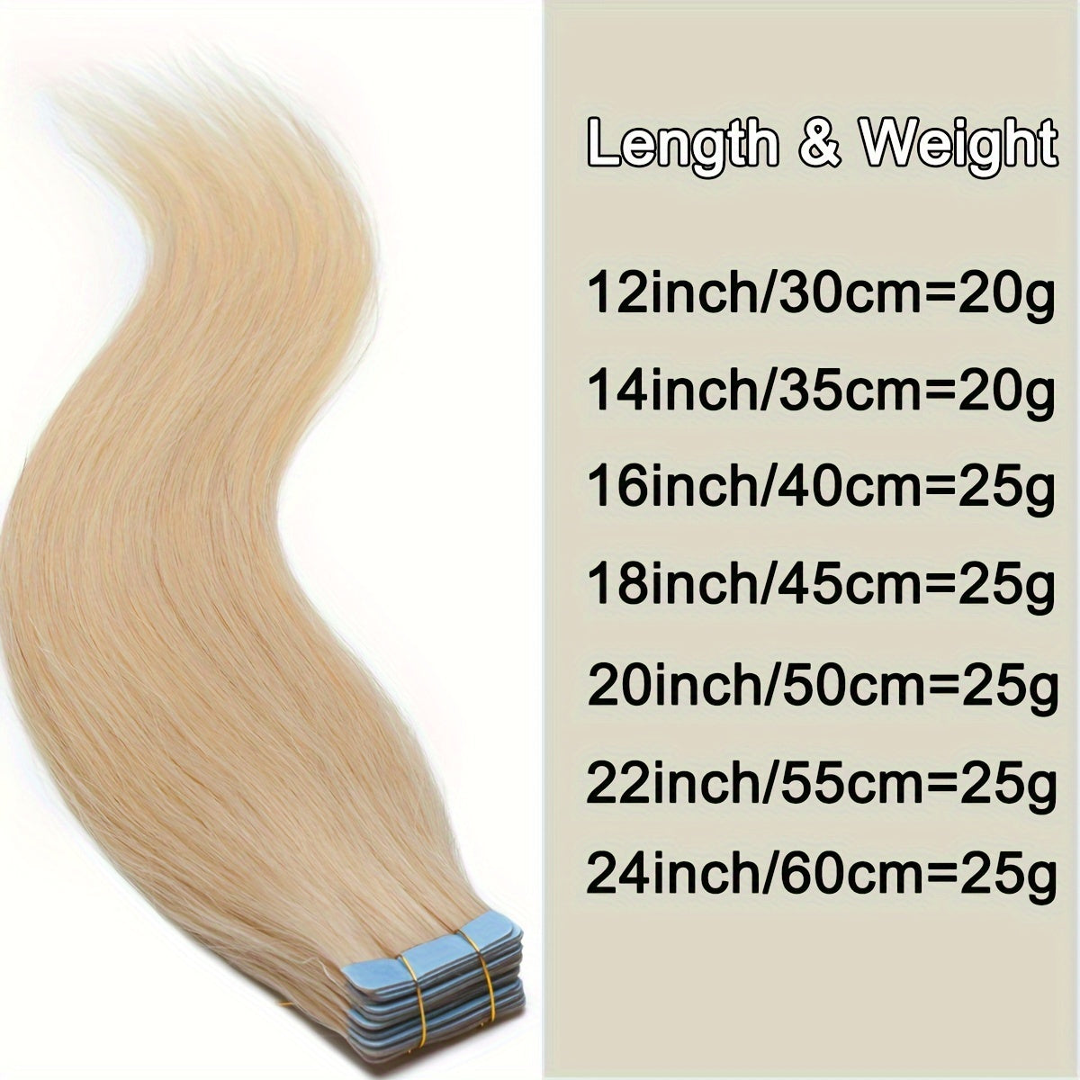 25g/pack 10pcs Tape In Hair Extensions Human Hair Real Human Hair Tape In Extensions Straight Skin Weft100% Remy Seamless Human Hair Extensions For Women 30.48-60.96 cm