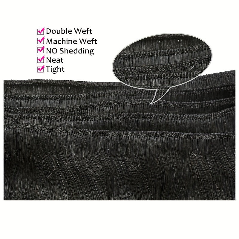 Kinky Straight Bundles Human Hair Bundles 100% Unprocessed Brazilian Yaki Straight 3 Bundles for Women Natural Black Color