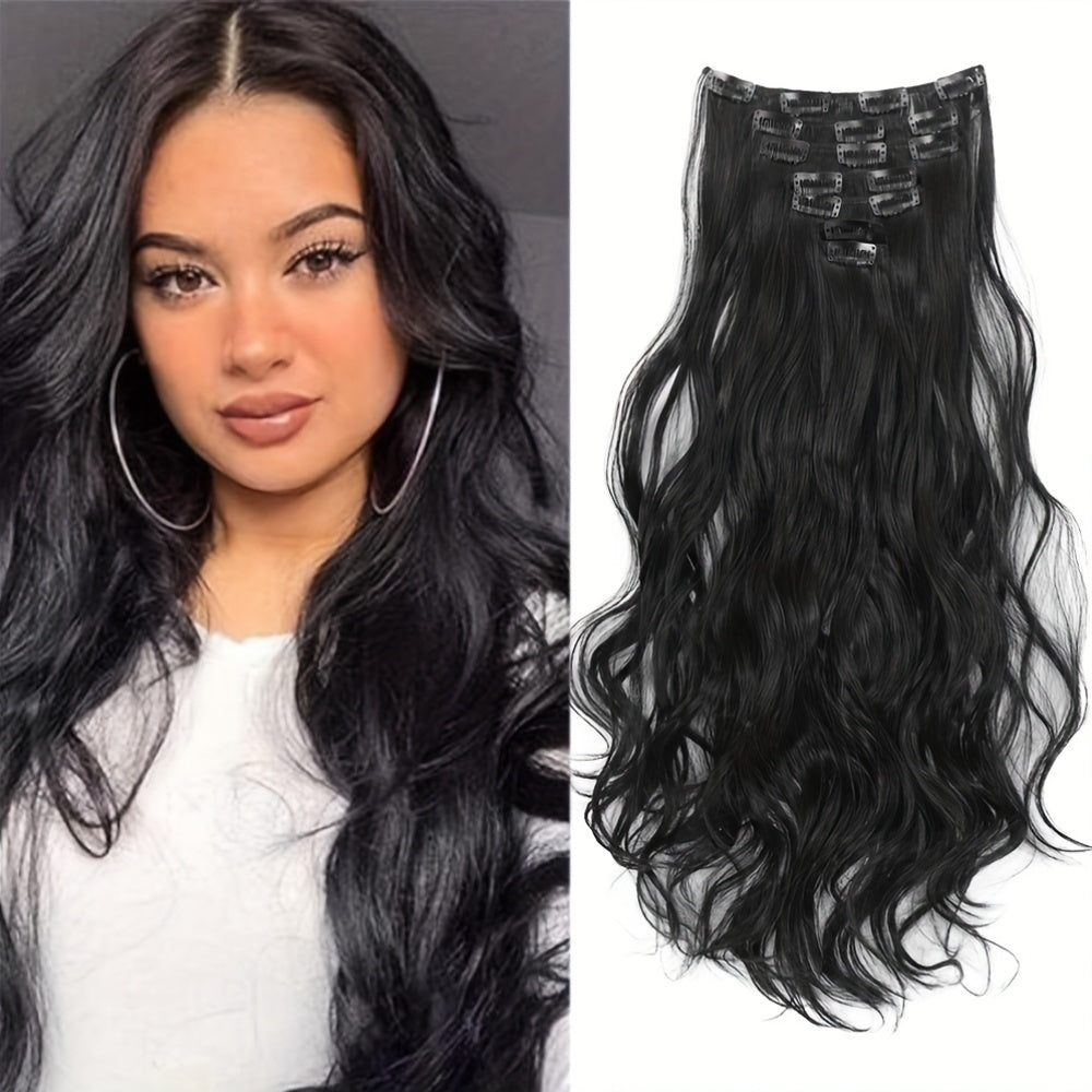 50.8 cm Curly Full Head 7 Separate Pieces Heat Resistance Synthetic Hair Clip in Hair Extensions- Long Hair Accessories for Women, Perfect for Party Daily Use