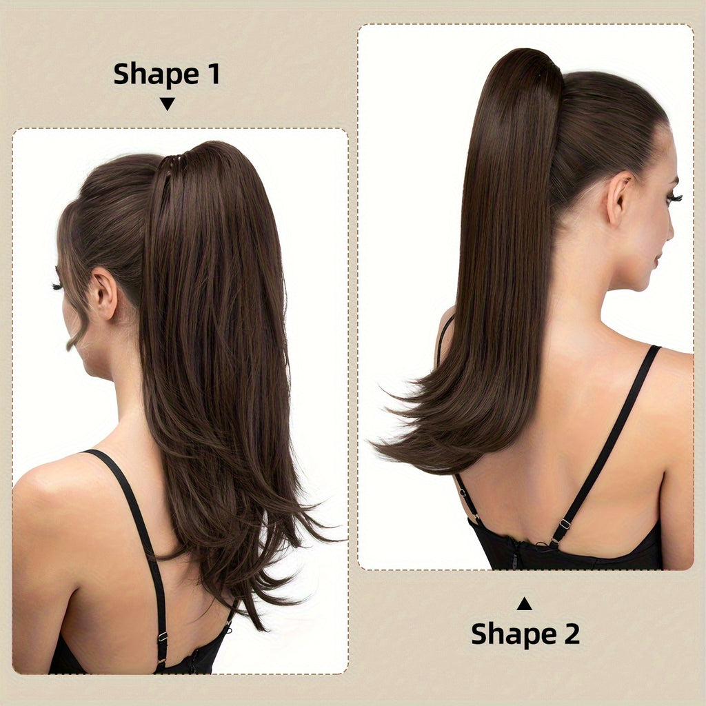 18-inch Elegant Clip-in Ponytail Extension Hairpiece - Versatile Multi-Style Synthetic Hair Accessory for Women - Easy to Wear, Natural Looking, and Long-Lasting Ponytail Solution