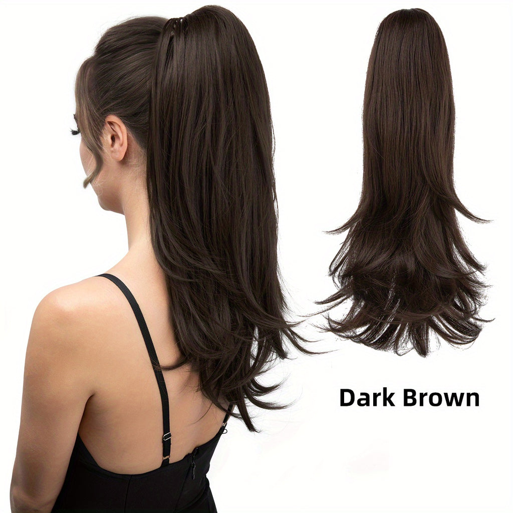 180° Rotating Claw Clip Ponytail Extension for Women - Easy-to-Wear Synthetic Curly Wave Hairpiece, Natural Look with High-Temperature Fiber, Versatile Styling for All Hair Types, Versatile Hairpiece | Curly Wave Design | Secure Fit Clip