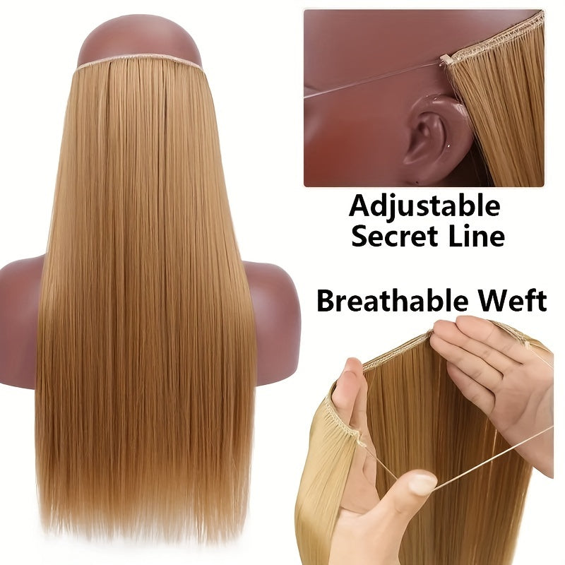Synthesis Of The Line Type Hair Extensions Straight Hair Wig Piece One Hairpiece With Invisible Fish Line Transparent Wire Adjustable Size