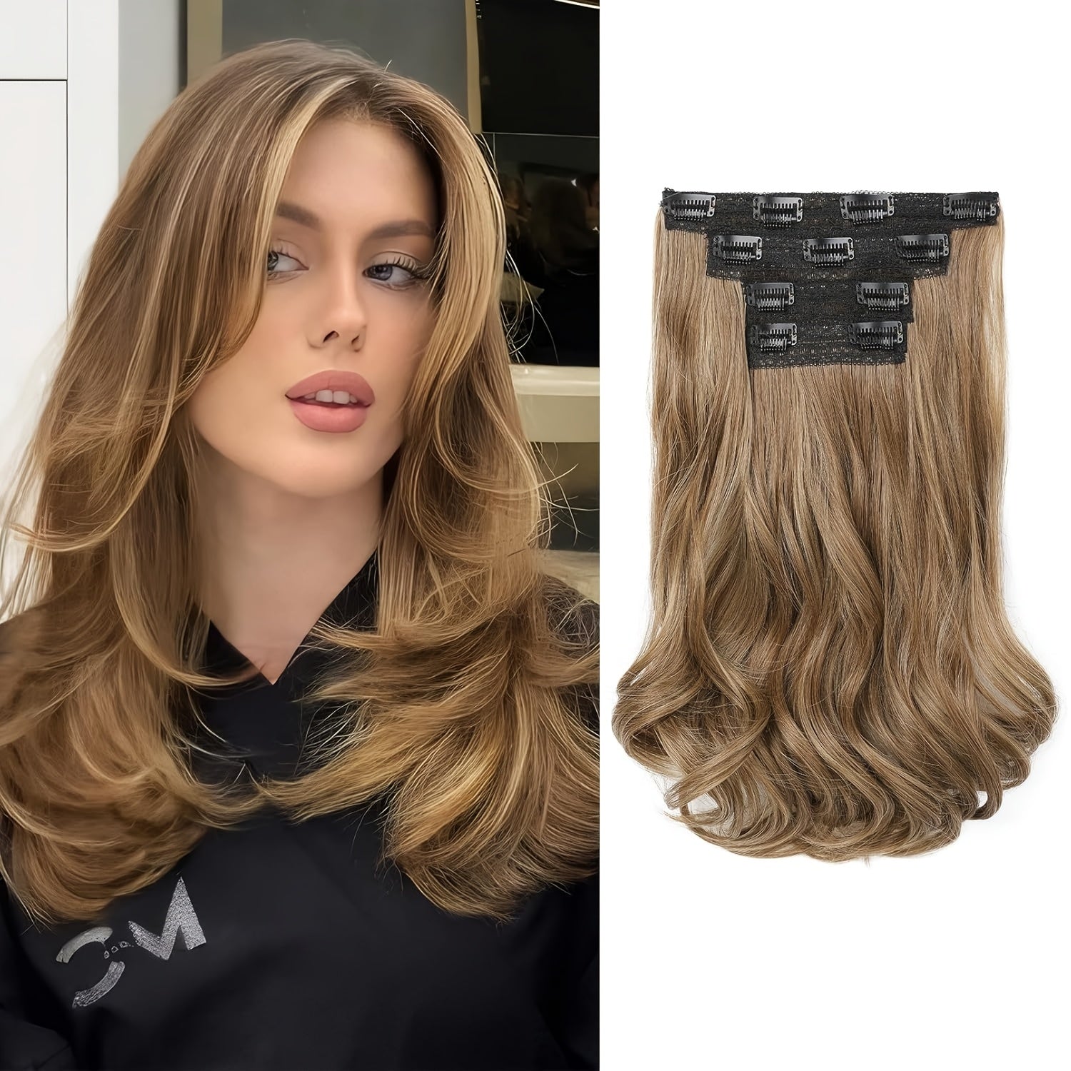 [Wavy Hair Extensions] 4pcs NAYOO Clip-In Short Beach Wavy Hair Extensions | Invisible Lace Weft, Natural Soft Hairpieces for Women, 14" Heat-Resistant Synthetic Hair, Easy Apply & Style for Everyday & Special Occasions
