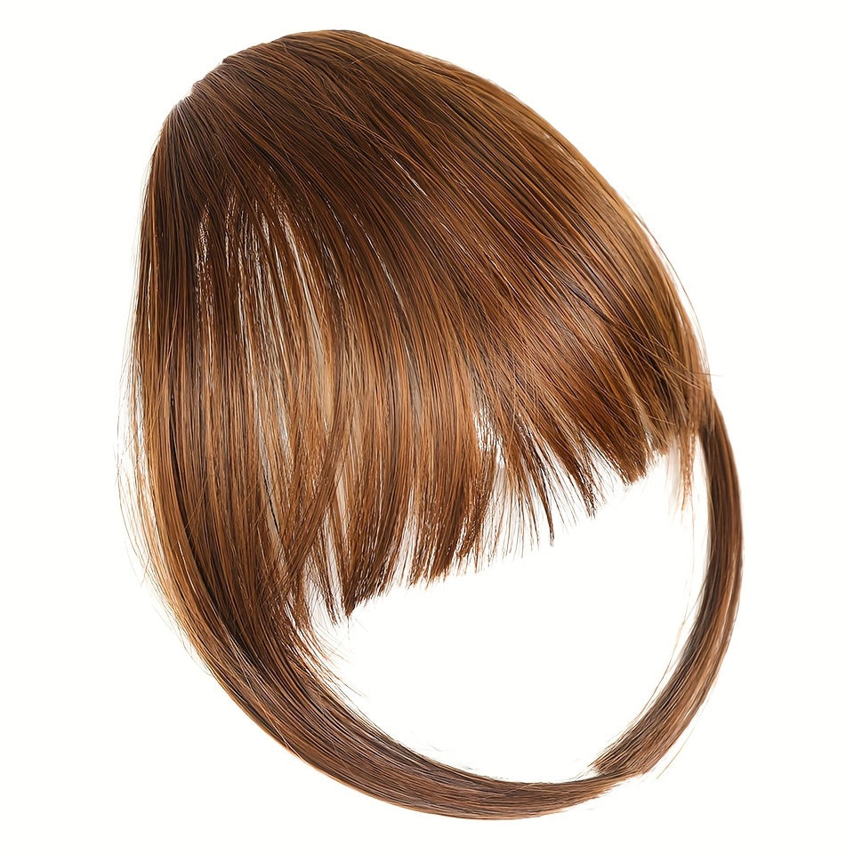 Women's Clip-In Synthetic Hair Bangs Extensions - Straight Hair Fringe with Volume Boost Hairpieces, Easy to Wear for All Occasions, Basics Style in Brown