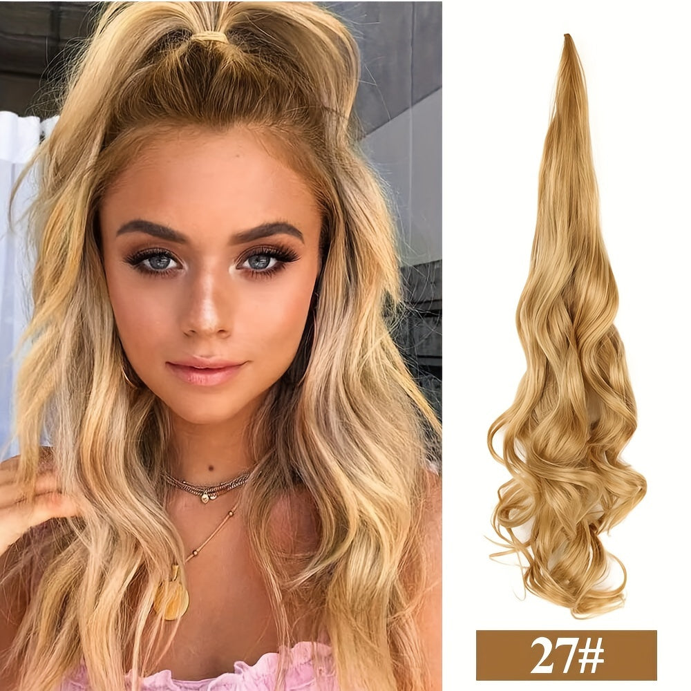 Ponytail Extension 81.28 cm Flexible Wrap Around Ponytail Hair Extensions Long Curly Pony Tails Hair Extensions Wavy Hair Ponytails Hairpieces for Women