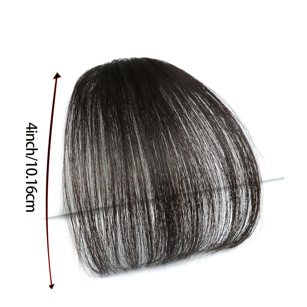 1pc Unisex Straight Human Hair Air Bangs Clip-In Hair Extensions, Heat Resistant, All-Handmade Textile Process, Basic Style for Women