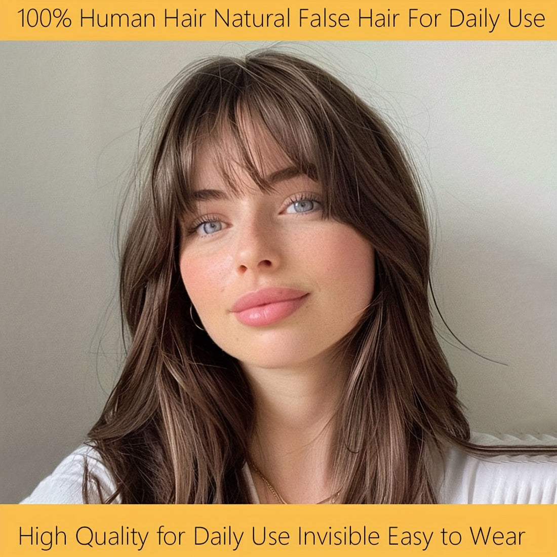 Elegant French-Style Clip-In Bangs with Sideburns, 100% Human Hair, Lightweight & Seamless for Women - Perfect for Daily Wear & Easy Styling, Bangs Clip, Human Hair