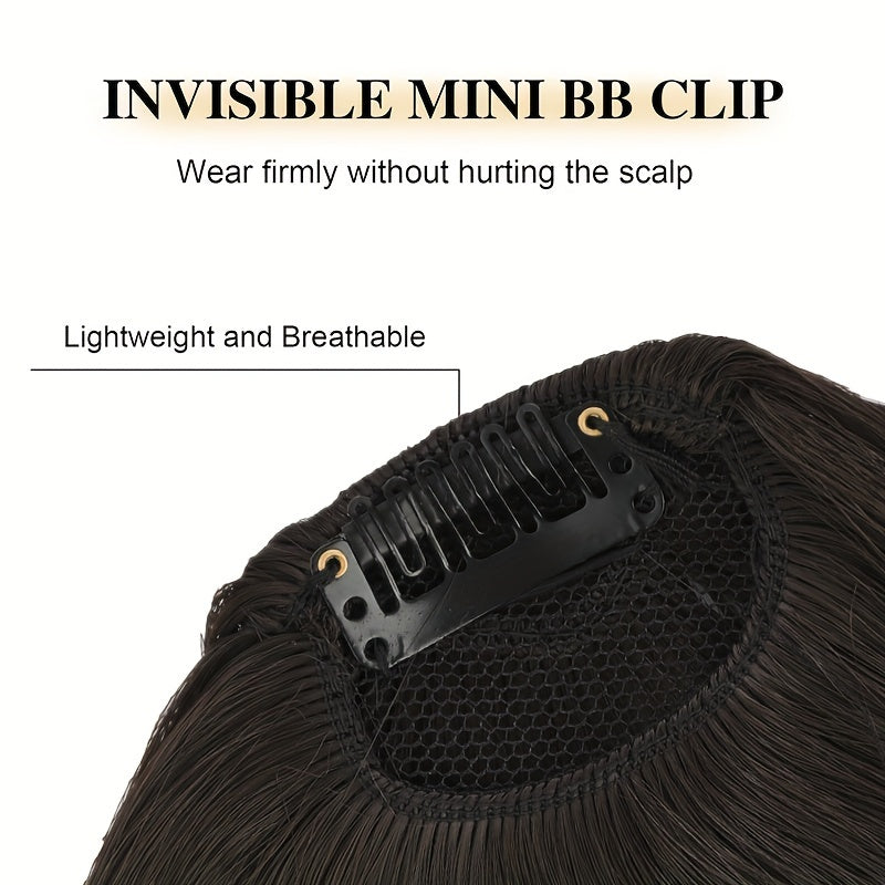 Style Flex, Chic 6-Inch Clip-In Bangs for Women - Straight Synthetic Hairpiece, Versatile Daily Wear