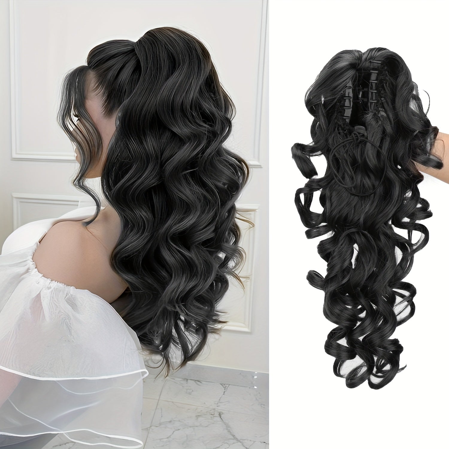 Vintage Ponytail Wig - Stylish Synthetic Heat-Resistant Hairpiece for Casual Attire, Perfect for Halloween and Christmas Celebrations