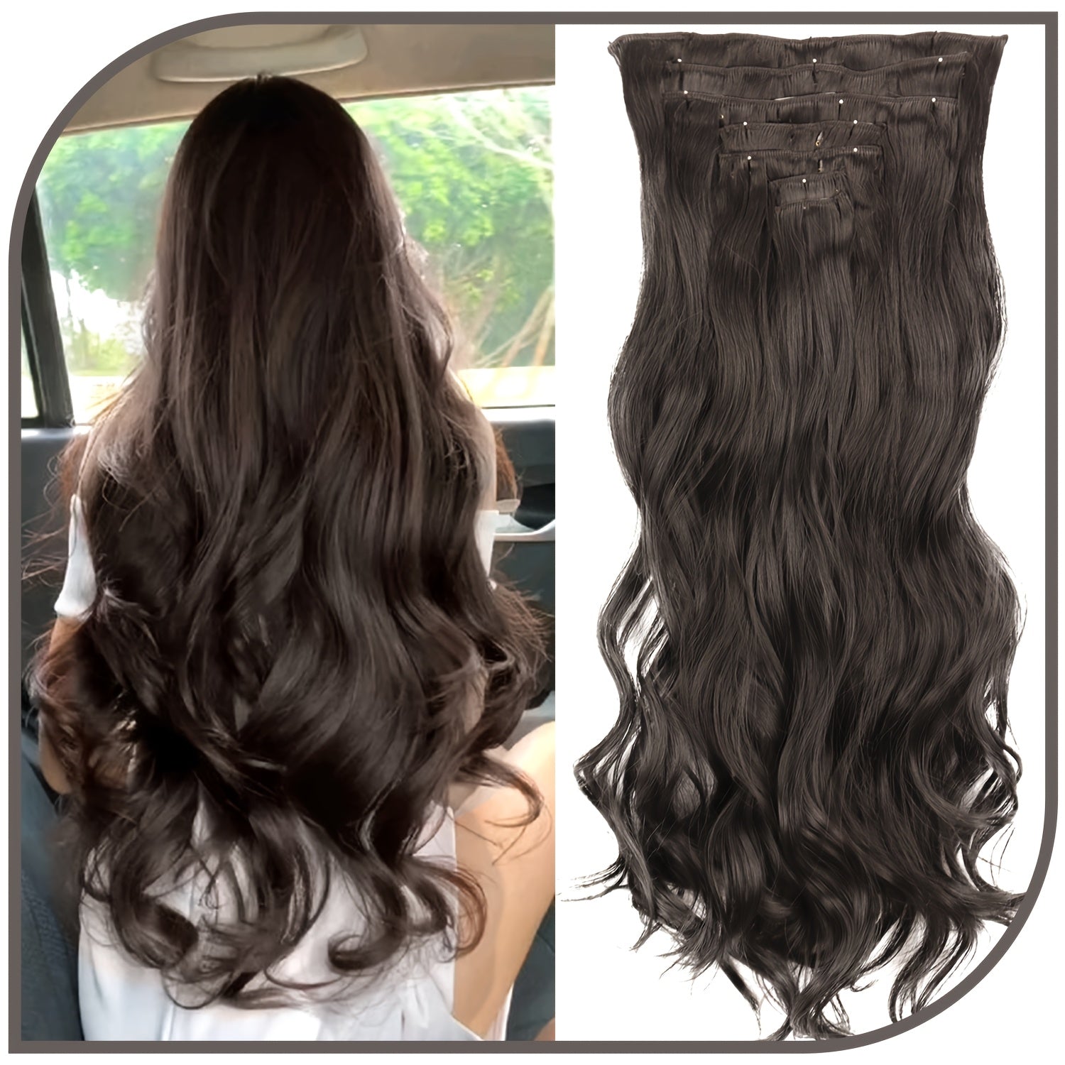 Wig Clip In Hair Extensions for Women 16 Clip Curly Hair Extensions 7 Sets Of Extensions 24inch Big Wave Wig for Everyday Parties Noble And Elegant Easy to Wear Wig Pieces Halloween