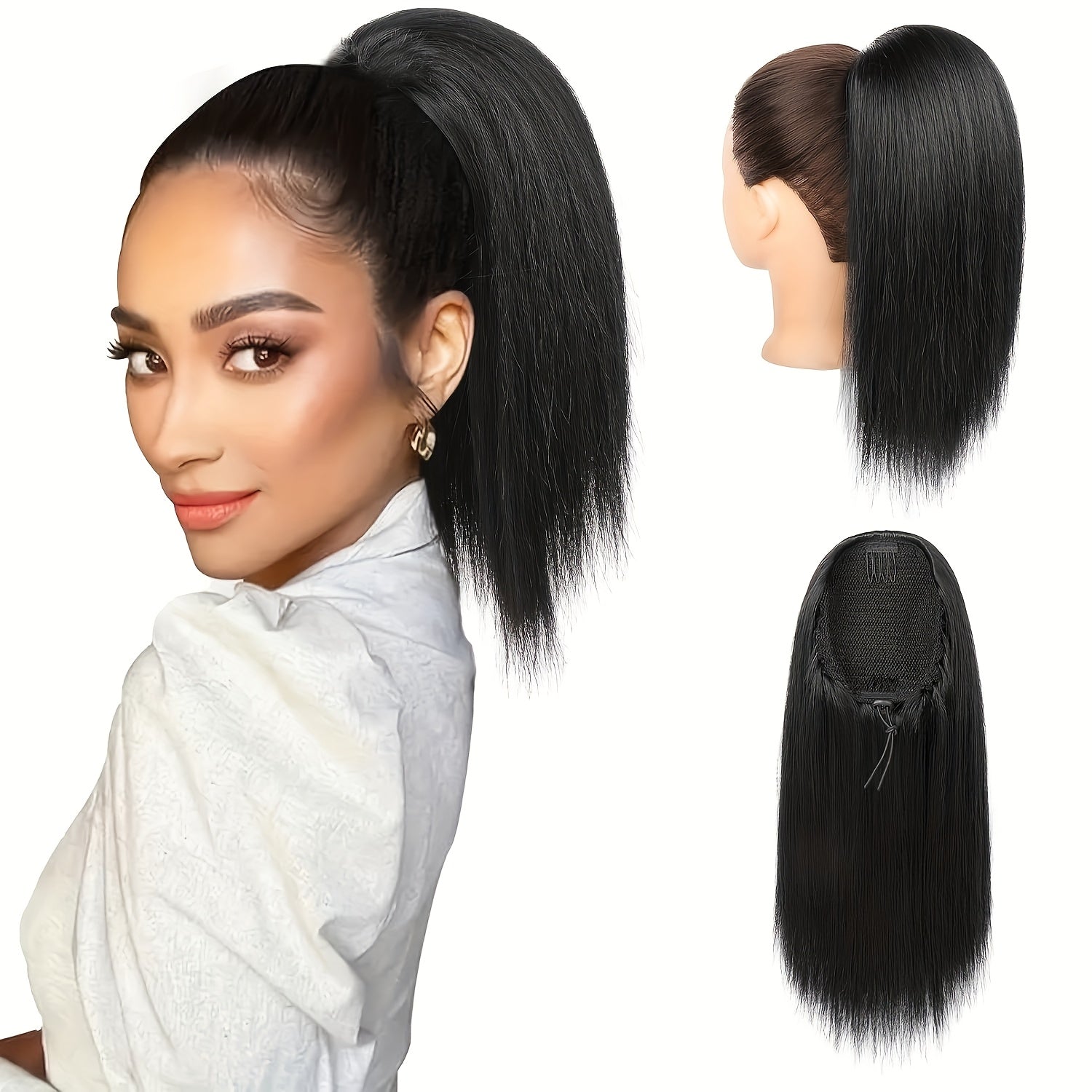 30.48cm Straight Multi-Layered Lightweight Fluffy Ponytail Extension - Tangle-Resistant, Smooth Soft Synthetic Hairpiece for Women, High-Temperature Fiber, Perfect for Short Hair, Hair Extension|Straight Hair Extension|Smooth Texture