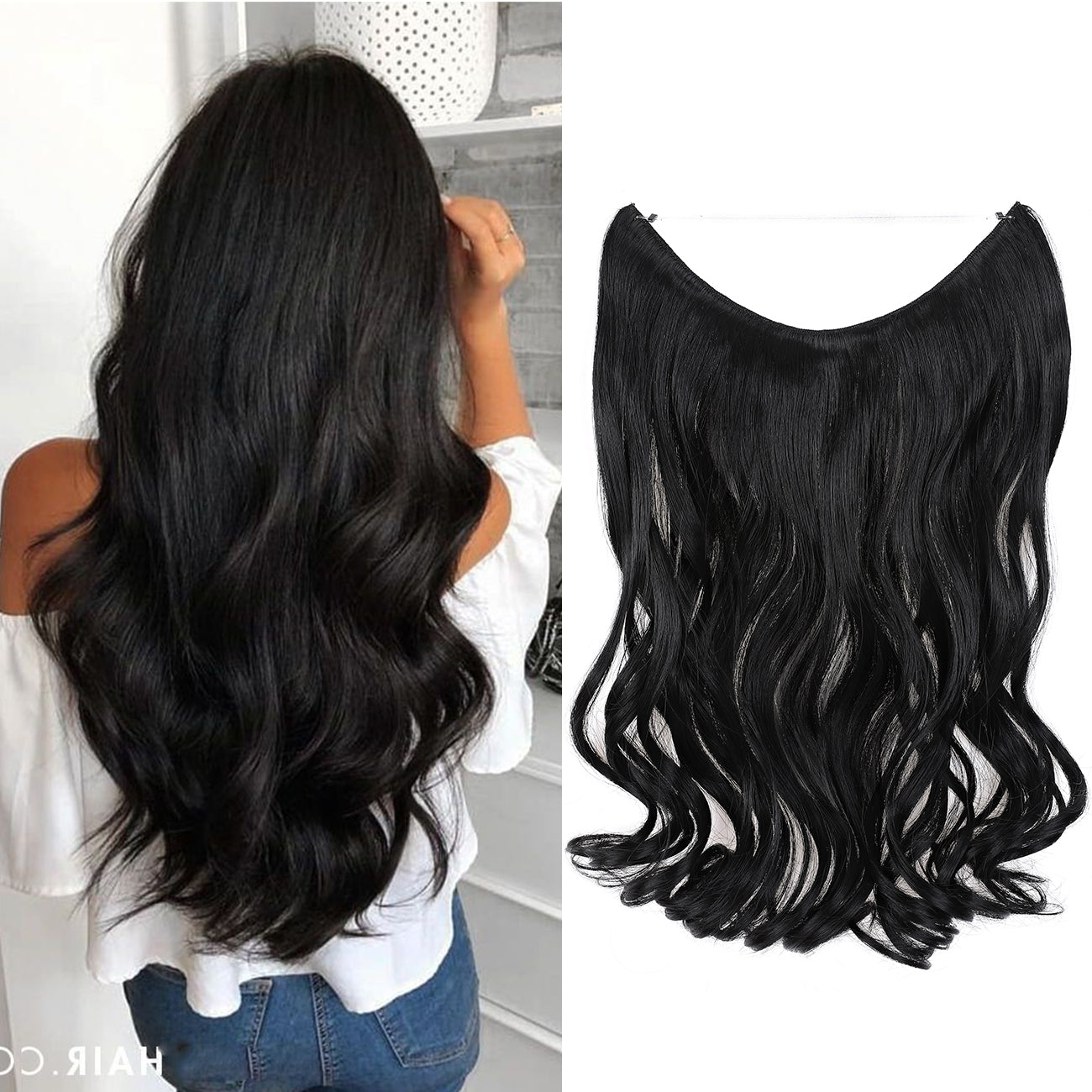 Hair Extensions Invisible Hair Extensions Secret Hidden Wire Long Curly Hair Pieces For Women Synthetic Halloween Christmas