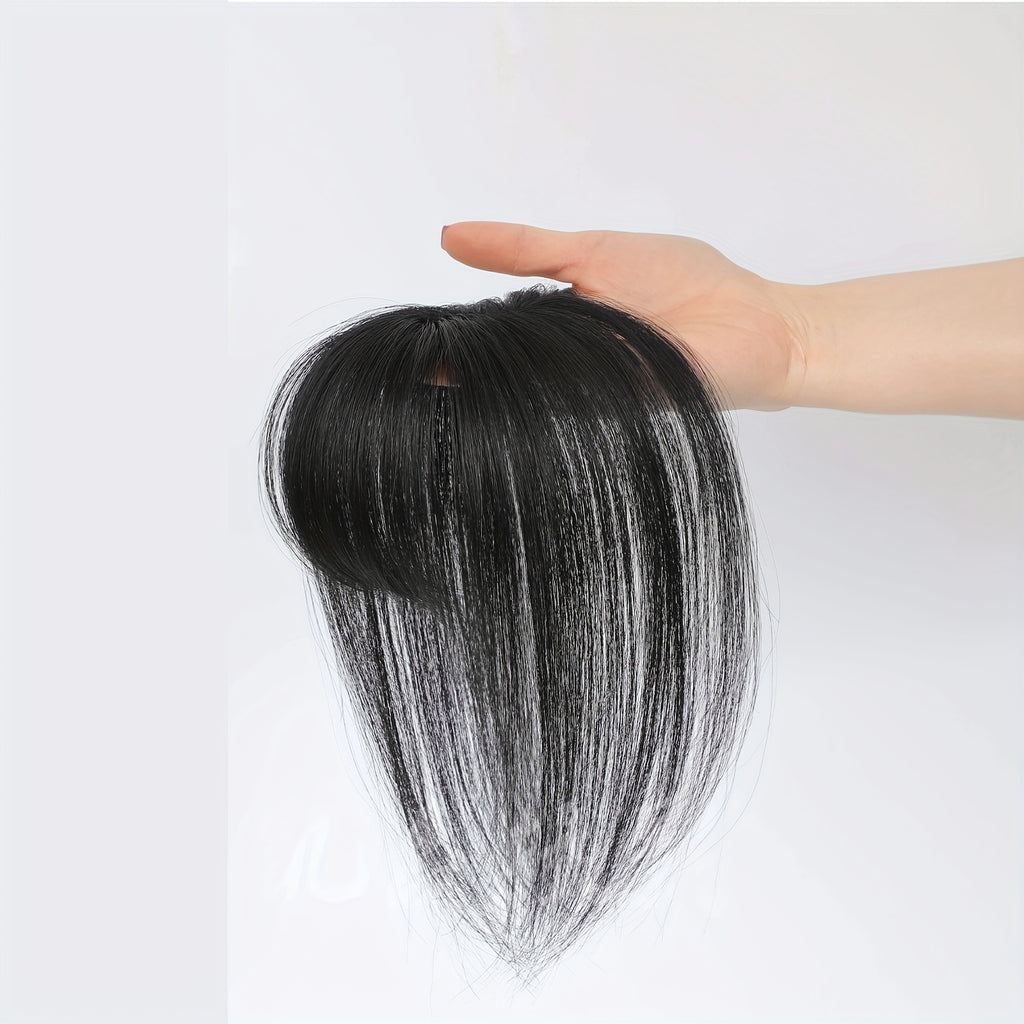 BIGTRSE 360° 3D Bangs Hair Clip - 100% Real Human Hair Topper with Straight Bangs & Side Swept Bangs, Natural Look for Women, Easy Clip-On for Daily Wear, Versatile Hairpiece, Sleek Hairpiece, Secure Hairpiece